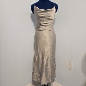 Silver Satin Ruched Party Dress Size XS